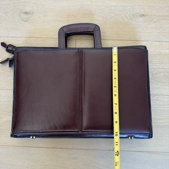 Heritage Burgundy Leather Portfolio Bag Oxblood Briefcase Cross Body Attaché - Picture 3 of 9